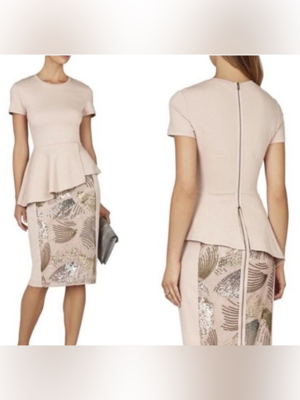 BCBG MaxAzria Harlee Light Pink Peplum Top